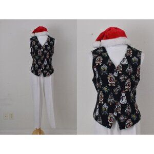 Vintage Christmas Cotton/Poly Carpet Vest‎ by Boobie Brooks size XL
